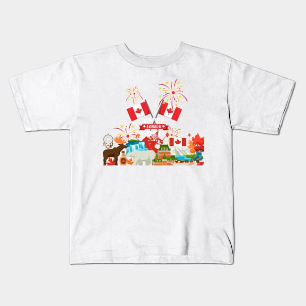 canada day Kids T-Shirt by MeKong
